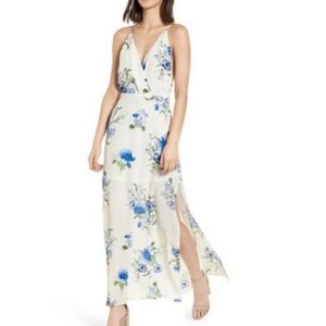 Lush Surpluce Maxi Dress Blue Floral Pattern NEW